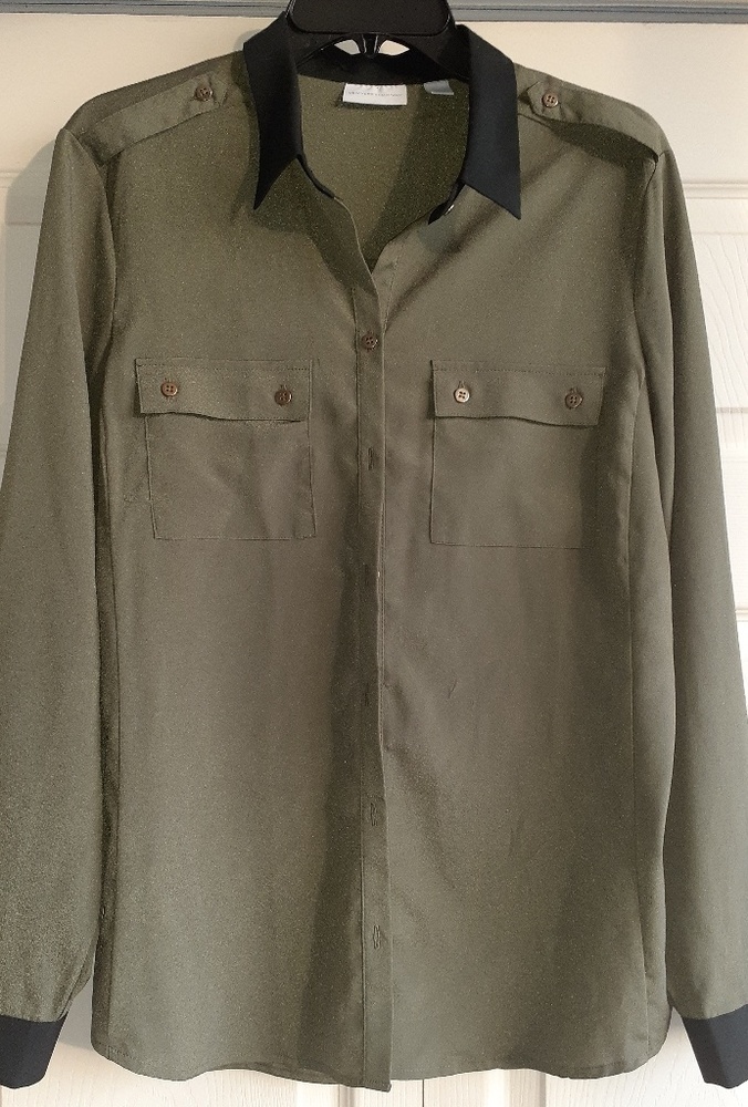 NY&C black & olive green blouse size L